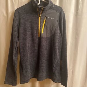 Eddie Bauer Men's Charcoal and Yellow Pullover Jacket